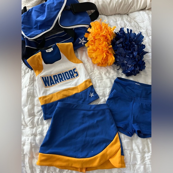 Warriors Kids Cheerleader Costume Set - Blue and Gold - Picture 1 of 3